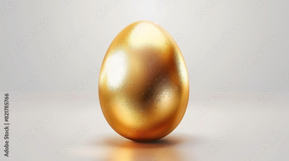 Modern illustration of a gold metal Easter egg with shadows and reflections, a festive gift isolated on a white background. Modern illustration of a gold metal Easter egg with shadows and reflections, a festive gift isolated on a white background.