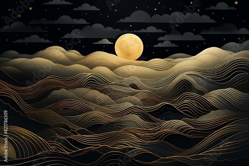 Ink Art Elegance: Fluid Forms of Ocean Waves for Home Décor
