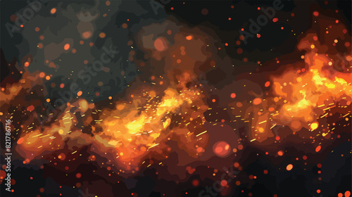 Background with fire sparks embers and smoke. Overlay