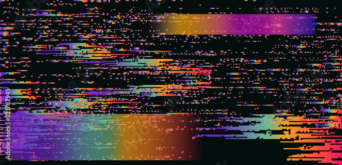  A vivid VHS screen image with a square-like depiction of visual disturbances. Vector abstract illustration.