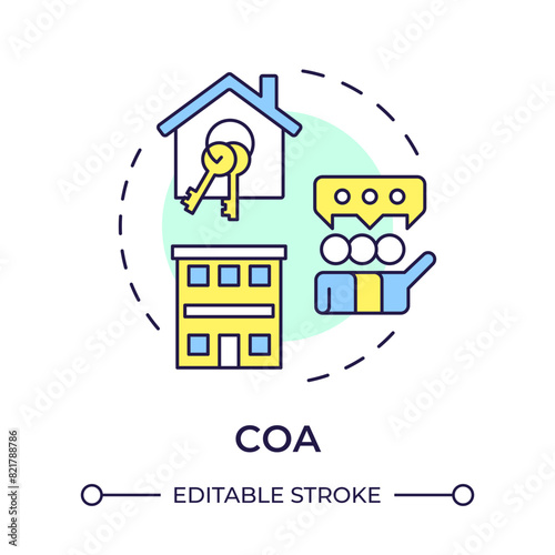 COA multi color concept icon. Association housing, community. Meeting management. Round shape line illustration. Abstract idea. Graphic design. Easy to use in infographic, presentation