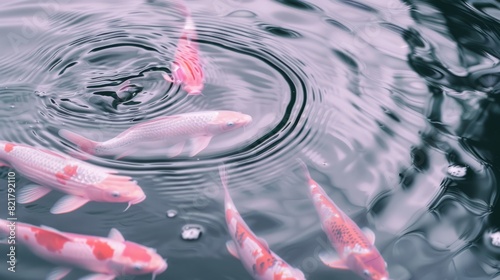 Close up view, flickering Pink koi Fosh, light tones, Whirlpool, transparent light pink water. photo