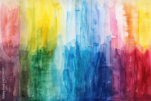 Abstract Watercolor Painting with Vertical Color Streaks