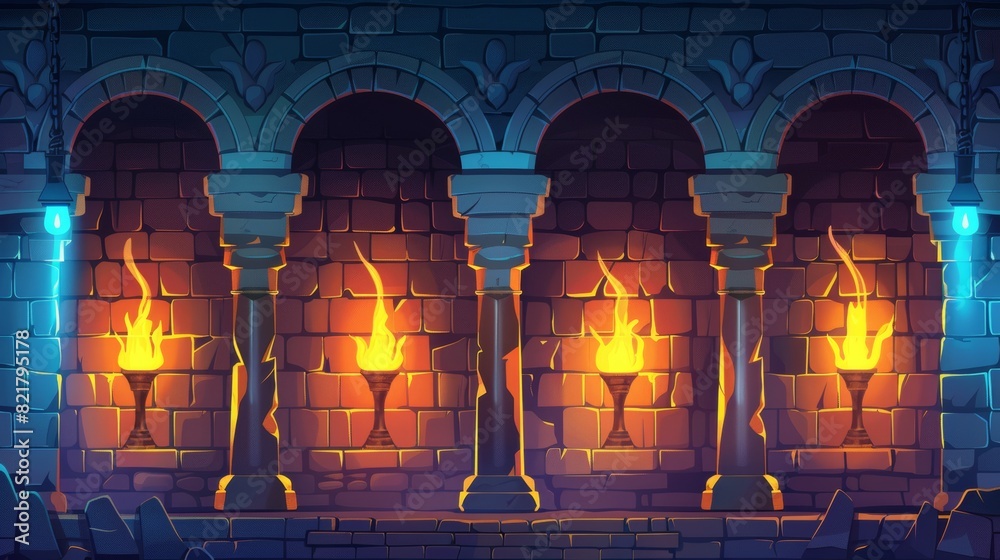Illustration of an ancient classic building with arches, stone blocks ...