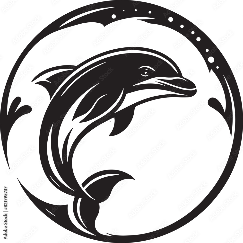 Naklejka premium Dolphin Silhouette - Vector of Dolphin - jumping Dolphin image - stylized Dolphin vector