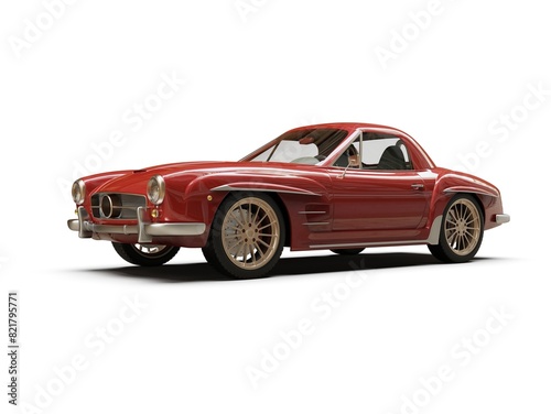 Old School Vintage Classic Red Racing Coupe Cabriolet Car