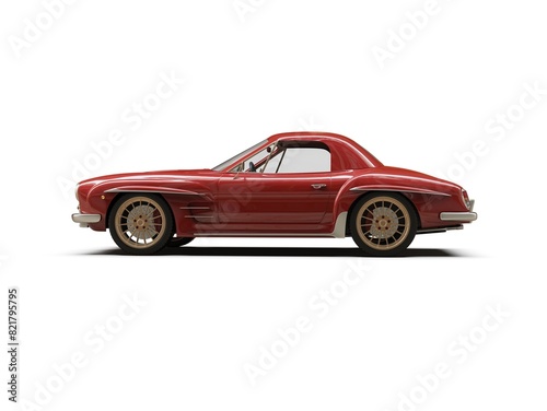 Old School Vintage Classic Red Racing Coupe Cabriolet Car