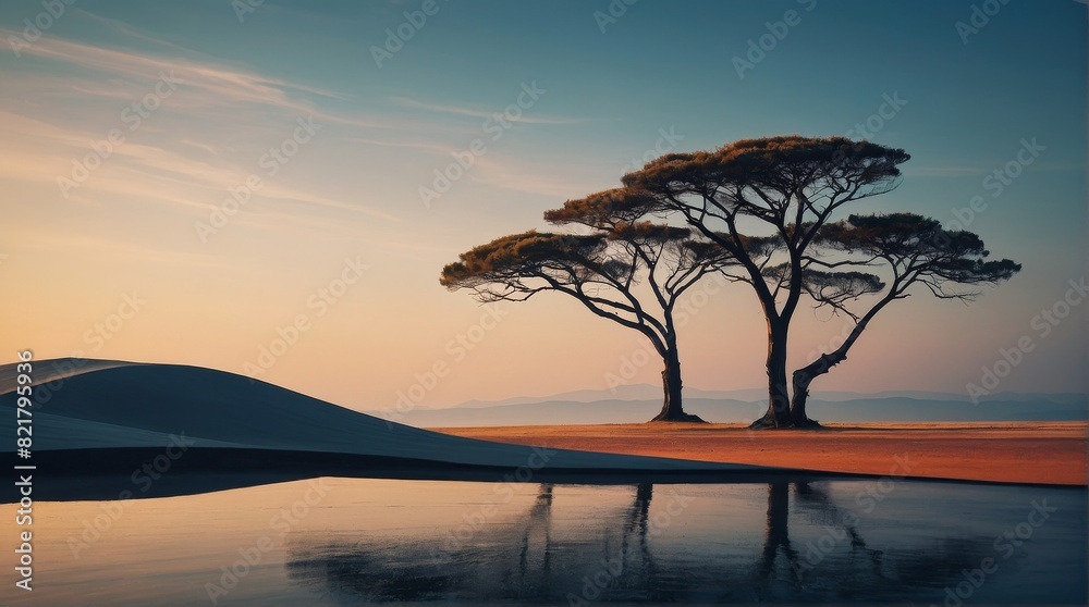 Abstract Background on Tourism Theme with Stylized Landscapes