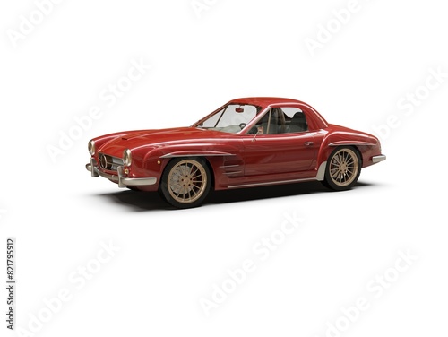 Old School Vintage Classic Red Racing Coupe Cabriolet Car