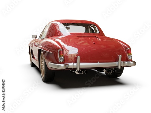 Old School Vintage Classic Red Racing Coupe Cabriolet Car