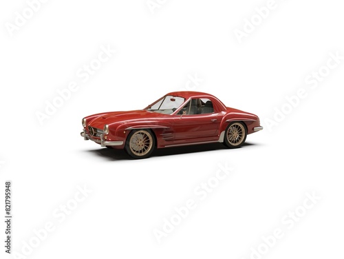 Old School Vintage Classic Red Racing Coupe Cabriolet Car