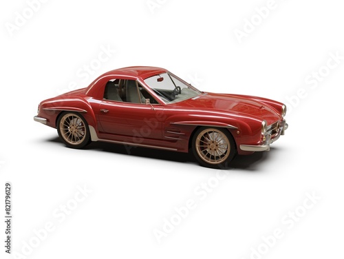 Old School Vintage Classic Red Racing Coupe Cabriolet Car