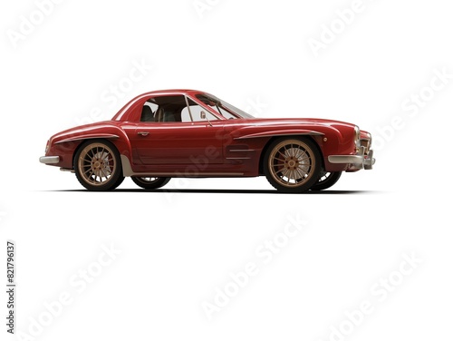 Old School Vintage Classic Red Racing Coupe Cabriolet Car