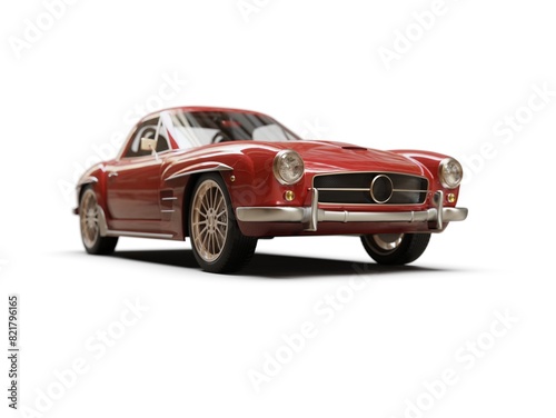 Old School Vintage Classic Red Racing Coupe Cabriolet Car