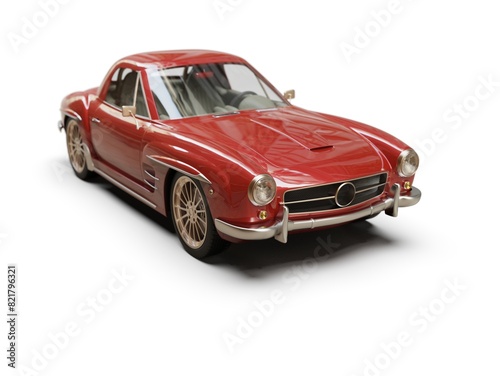 Old School Vintage Classic Red Racing Coupe Cabriolet Car