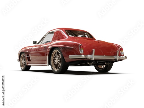 Old School Vintage Classic Red Racing Coupe Cabriolet Car