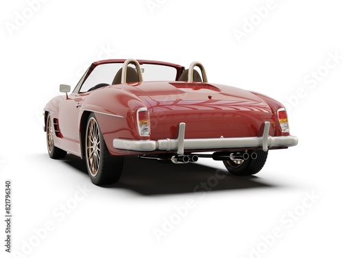 Old School Vintage Classic Red Racing Coupe Cabriolet Car