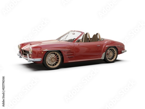 Old School Vintage Classic Red Racing Coupe Cabriolet Car
