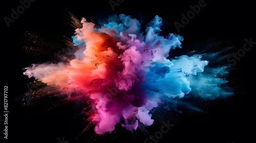 Colorful Bright smoke float up, background Abstract smoke misty fog isolated on dark background. copy space, wallpaper.