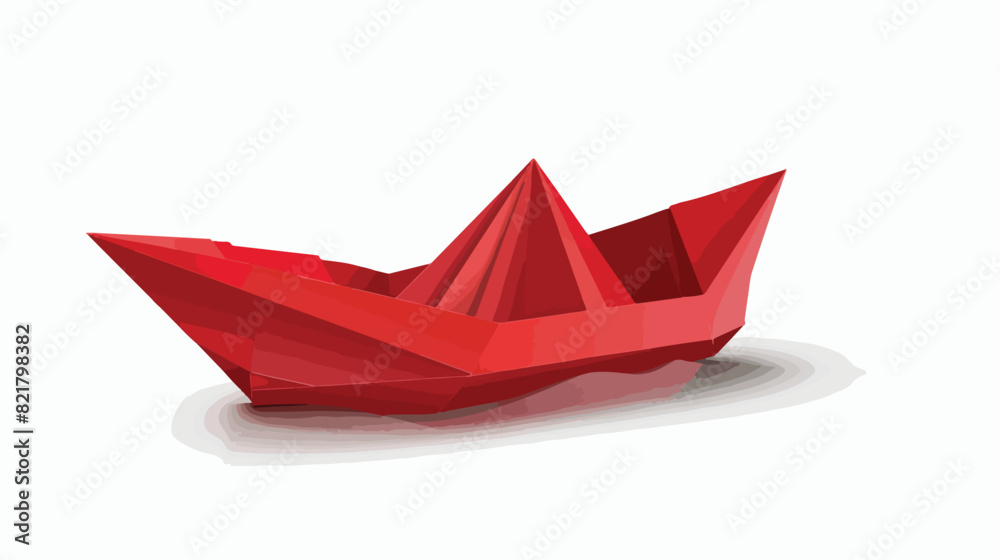 Red origami boat on white background Vector style Vector