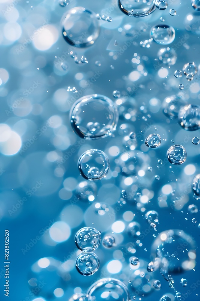 Cosmetic Essence, Liquid bubble, Molecule inside Liquid Bubble on water background Cosmetic Essence, Liquid bubble, Molecule inside Liquid Bubble on water background