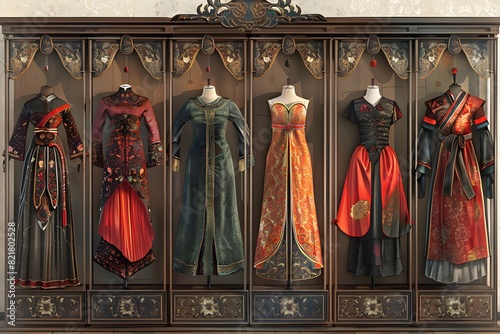 an illustration of a 1400s Organized fashion display photo