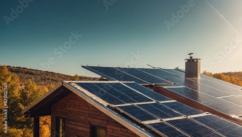 Wallpaper Mural The roof of a modern house with eco-friendly solar panels in harmony with nature, ecology, saving natural resources, alternative energy source Torontodigital.ca