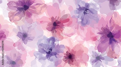 Seamless pattern of pink purple floral watercolor for