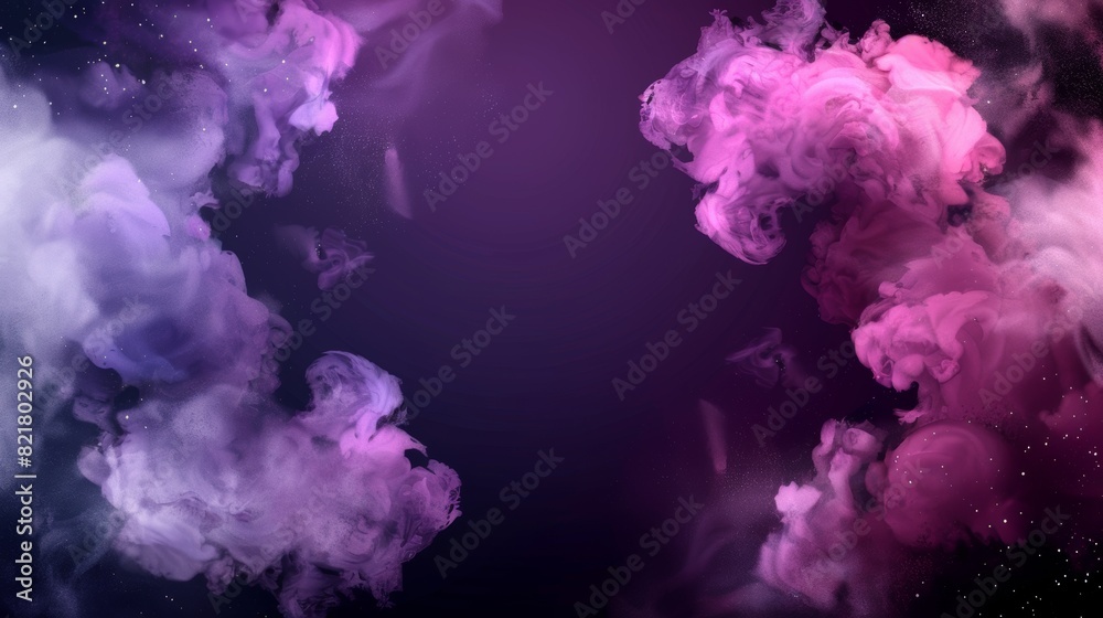 Smoke frame isolated on transparent background. Modern illustration of realistic color clouds. Party, disco, celebration, nightclub banner design element.