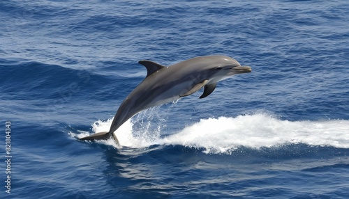 A Dolphin Riding The Wake Of A Passing Ship © Senaj