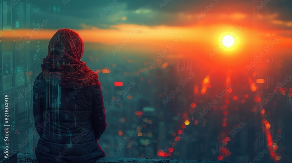 woman on the roof of a skyscraper woman on the roof of a skyscraper