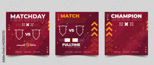 Set of modern sport match social media vector template