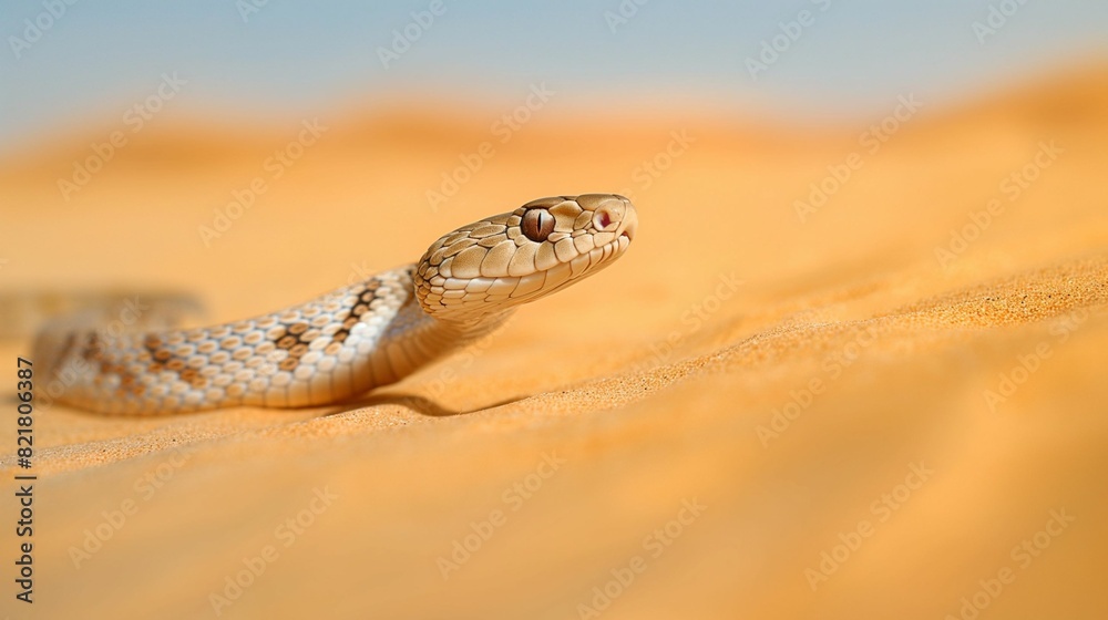 Fototapeta premium Image of a snake in the vast expanse of the desert.
