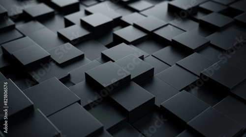3D rendering of black cubes.