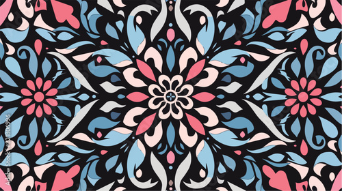 Sky Blue Pink And Black Colour Seamless Pattern Abstr