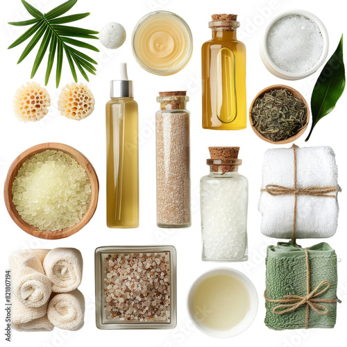 Day Spa Set Isolated on Transparent Background, PNG, Cut Out.