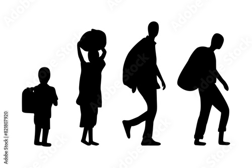 Vector illustration of child labor silhouette on transparent background