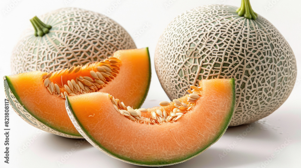 Cantaloupe fruit on white background Cantaloupe fruit on white background