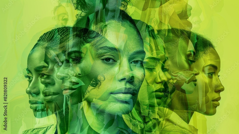 Progressive Women Empowerment Collage: Diverse Activities in Raw Green Style Progressive Women Empowerment Collage: Diverse Activities in Raw Green Style