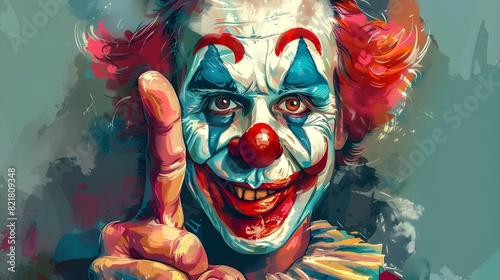 Comical Clown Makeup Man. Silly Man with Clown Face