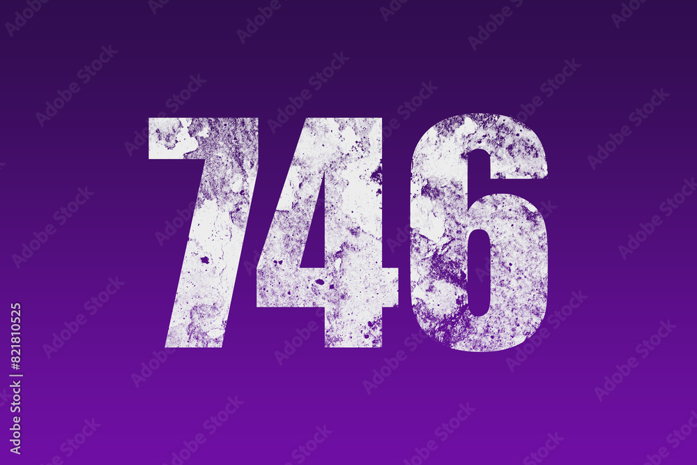 flat white grunge number of 746 on purple background. flat white grunge number of 746 on purple background.