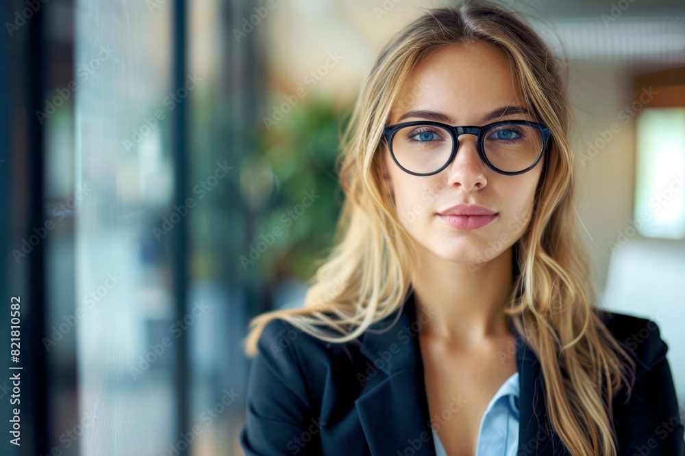 young pretty professional business woman, happy confident positive female entrepreneur, looking at camera young pretty professional business woman, happy confident positive female entrepreneur, looking at camera