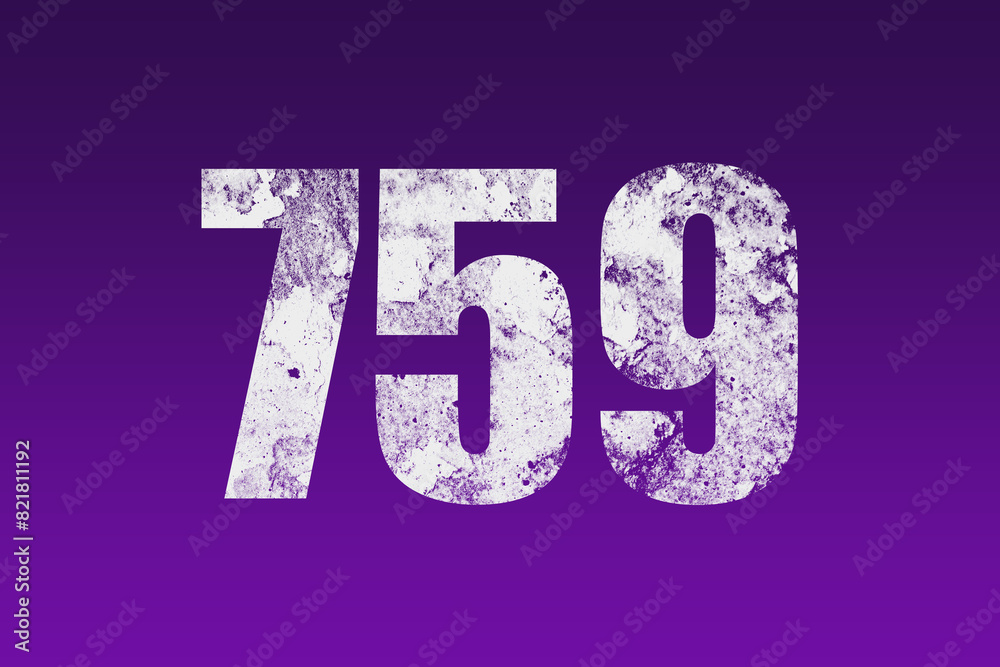 flat white grunge number of 759 on purple background. flat white grunge number of 759 on purple background.