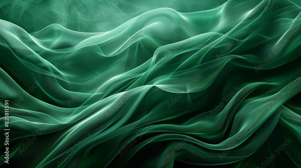 The image is a green silk-like fabric with a wavy pattern. The image is a green silk-like fabric with a wavy pattern.