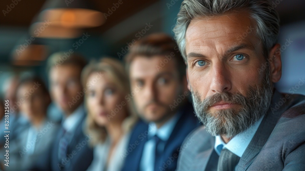 Reverse growth in business, high-resolution detailed rendering, worried executives in a meeting Reverse growth in business, high-resolution detailed rendering, worried executives in a meeting