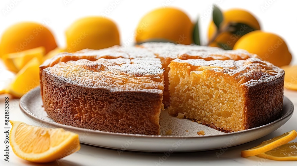 A beautiful picture of a lemon cake. The cake is moist and fluffy, with a delicate lemon flavor. It is topped with a light dusting of powdered sugar. A beautiful picture of a lemon cake. The cake is moist and fluffy, with a delicate lemon flavor. It is topped with a light dusting of powdered sugar.