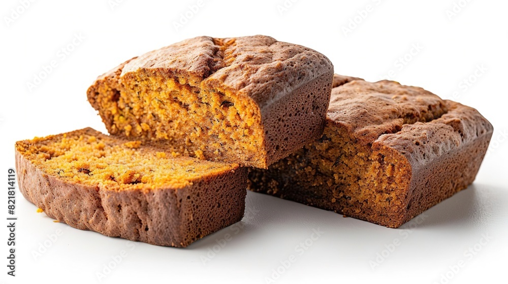 Two loaves of pumpkin bread on a white background