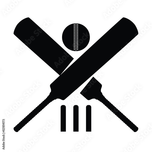 minimalist silhouette of cricket equipment in black and white.