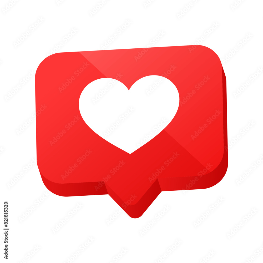 Heart shape or favorite social media notification icon in speech bubbles Heart shape or favorite social media notification icon in speech bubbles