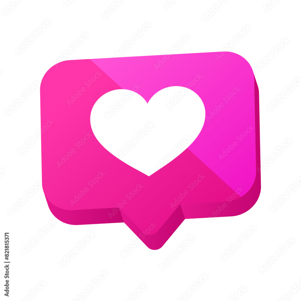 Heart shape or favorite social media notification icon in speech bubbles